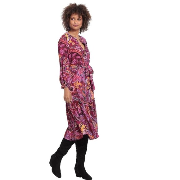 London Times Women's Tie Waist Midi Catalina Crepe Dress Size 8 NWOT - Picture 2 of 8